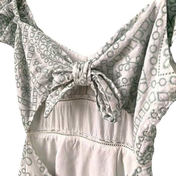 MINKPINK Ruffled Off-Shoulder Embroidered Patterned Mini Dress in Size XS - Picture 8 of 10